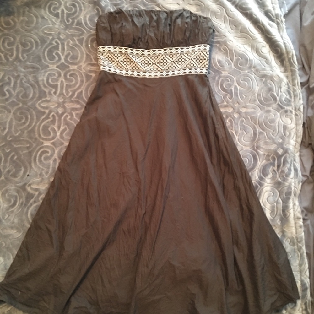 Brown Ann Taylor Loft strapless dress